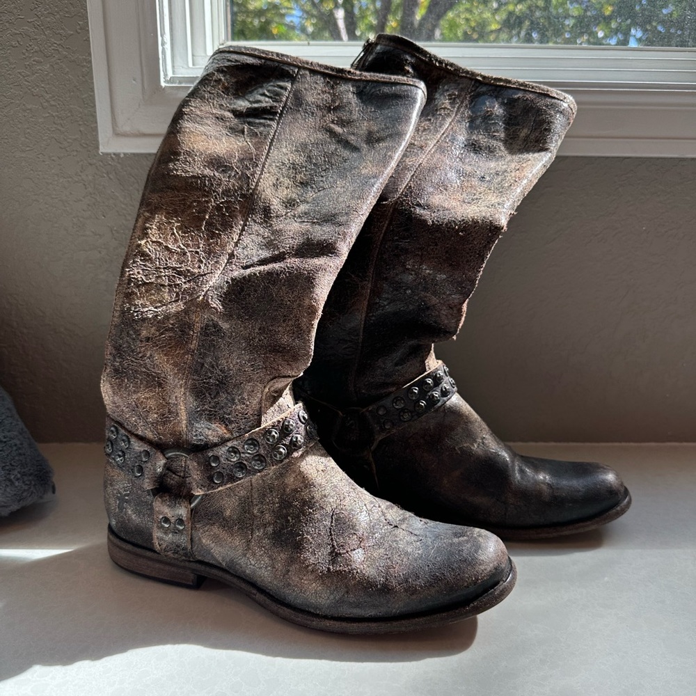 Frye Boots - Phillip Studded Chocolate